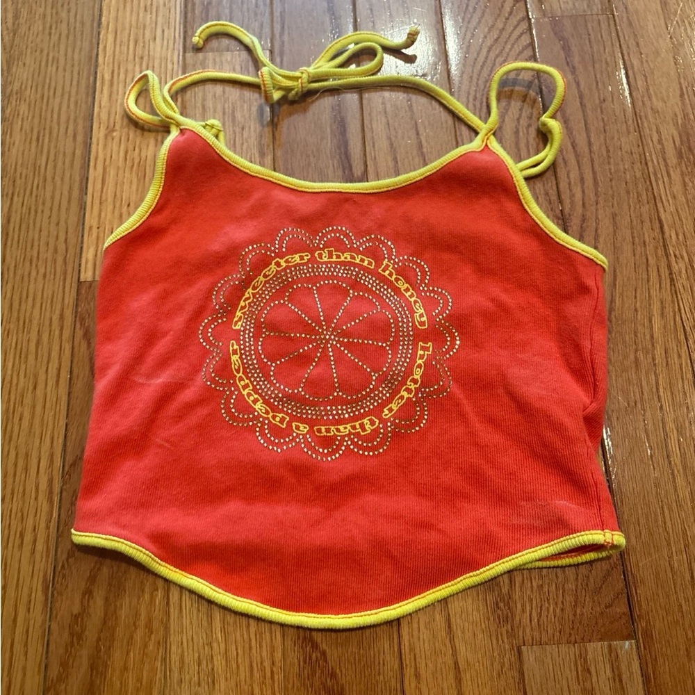 Urban Outfitters Orange Tank Top with Yellow Trim